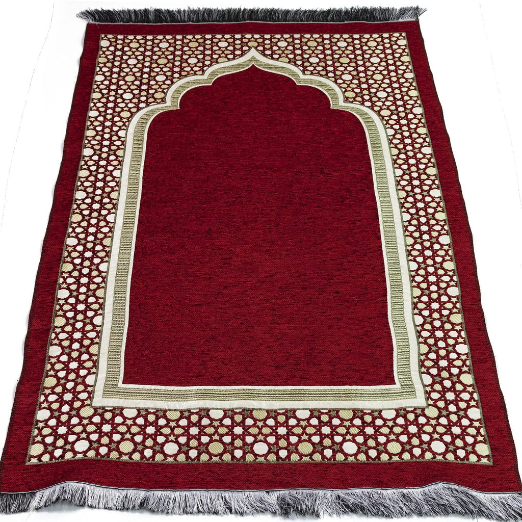 Modefa Turkish Islamic Prayer Mat - Thin Woven Chenille Praying Rug Carpet For