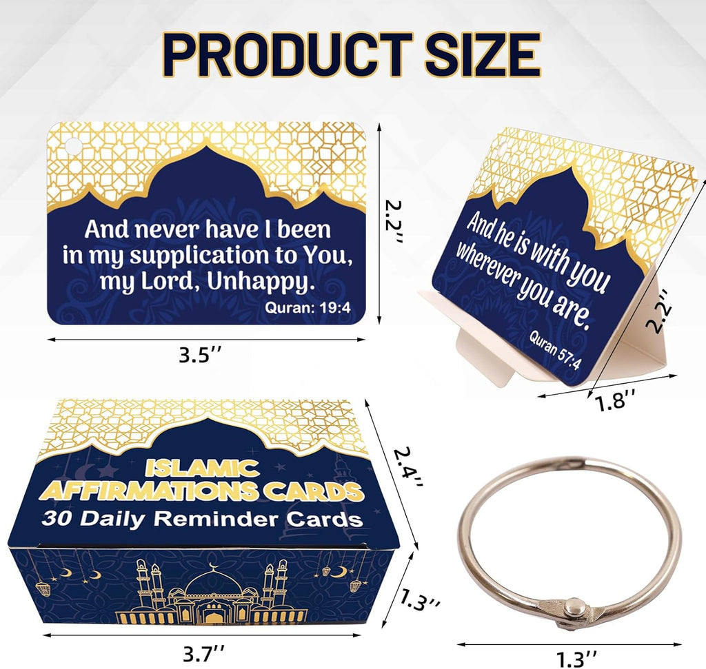 Ramadan Gifts 30 PCS Islamic Affirmations Cards for Men Women English Quran Vers