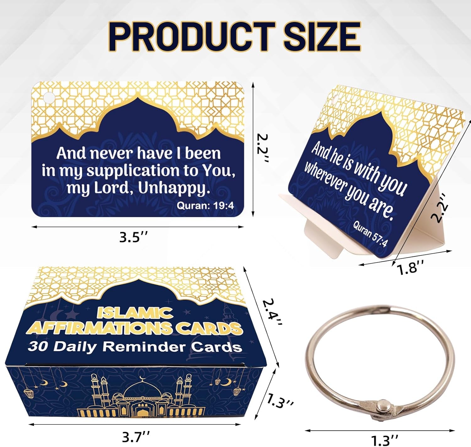 Ramadan Gifts 30 PCS Islamic Affirmations Cards for Men Women English Quran Vers