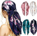 Large Square Women'S Satin Head Scarf Bandana, 4 Pack