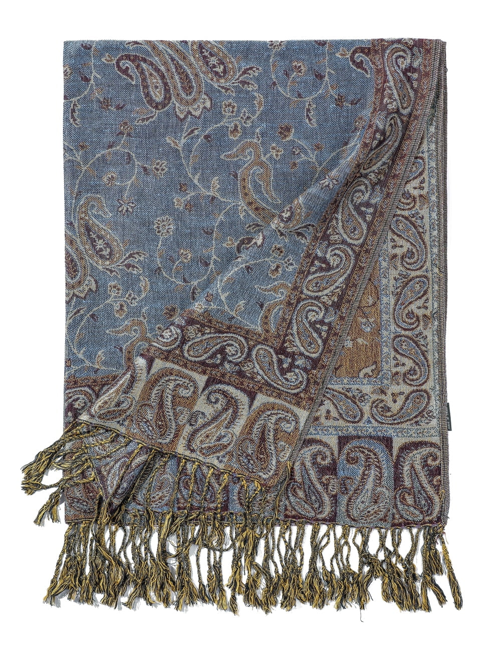 Pashmina Scarf Rave Women Scarves Luxury Paisley Shawl with Fringe Reversible Large Blanket Wrap 78.5" X27.5"(Rank Blue)
