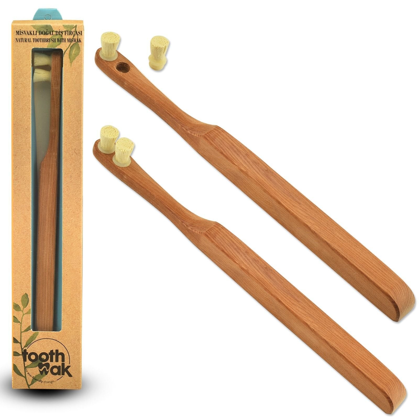 Eco-Friendly Toothbrush 100% Natural Miswak Bristles Interchangeabl