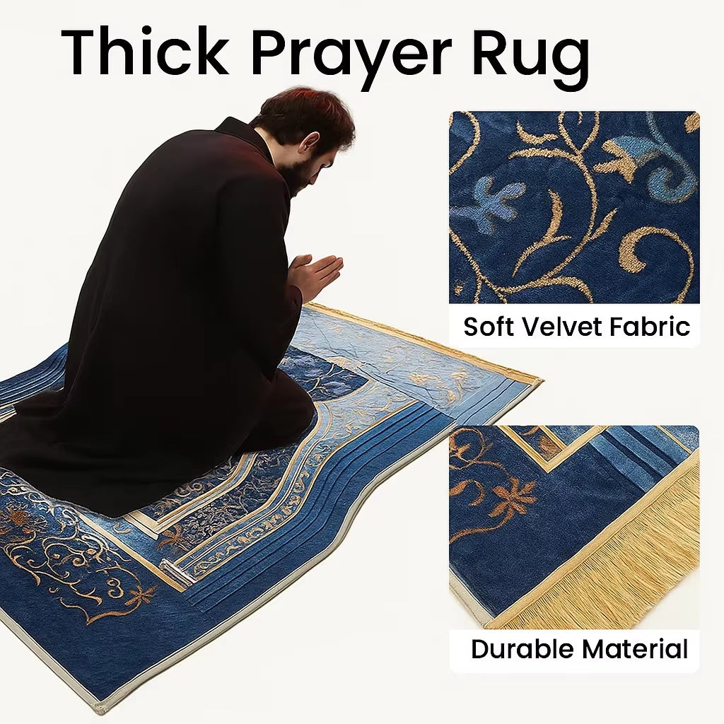 Prayer Rug Living Room Prayer Mat 70*110Cm Muslim Islamic Prayer Rug, Carpet Mat, Kneeling Poly Mat with Vintage Pattern, Tassel