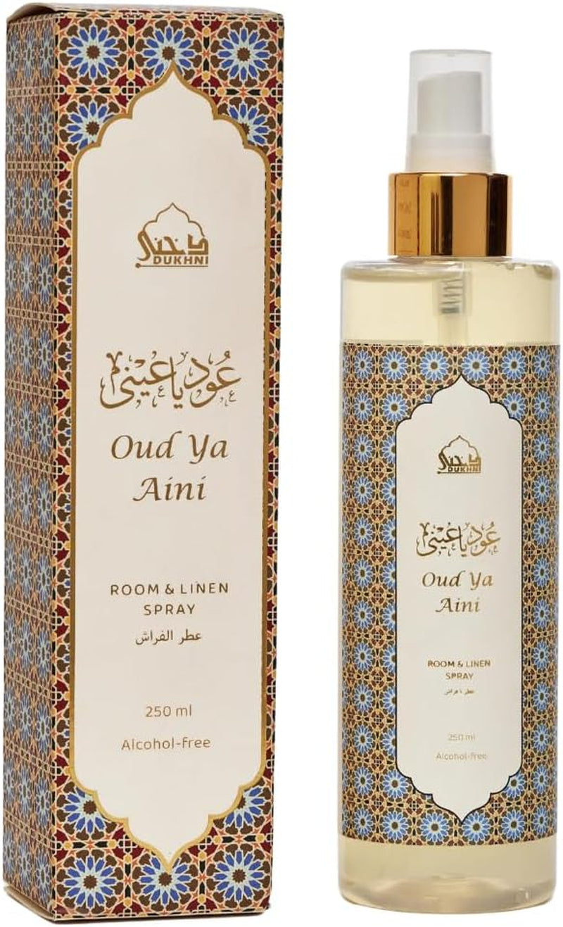 Oud Ya Aini Arabic Room Spray by  | 250Ml Oud Fragrance Air Freshener, Attar Al Faraash for Home & Prayer Mats | Bed Linen, Sofa Mist, Natural Home Scent, Curtain Spray, Odour Eliminator