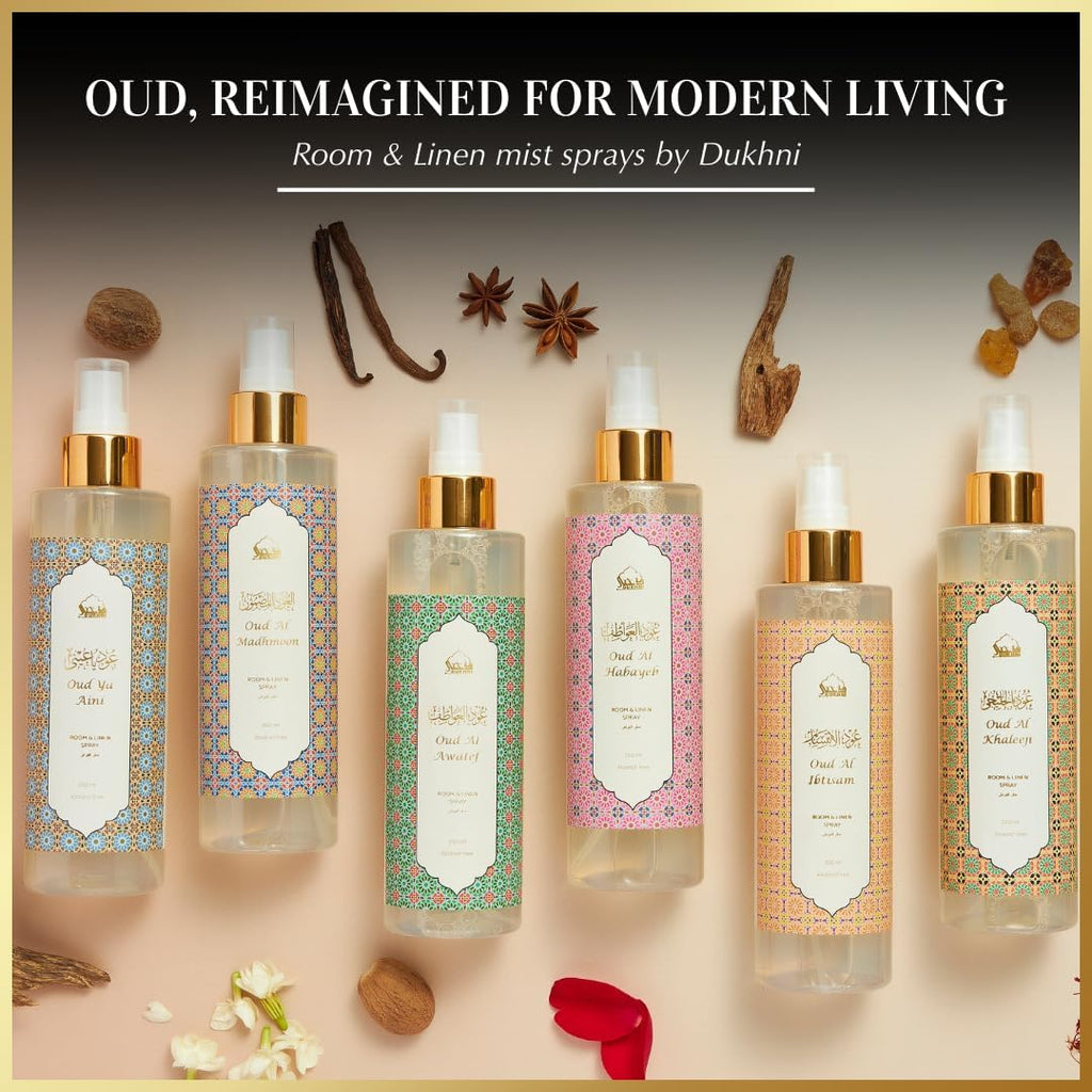 Oud Ya Aini Arabic Room Spray by  | 250Ml Oud Fragrance Air Freshener, Attar Al Faraash for Home & Prayer Mats | Bed Linen, Sofa Mist, Natural Home Scent, Curtain Spray, Odour Eliminator