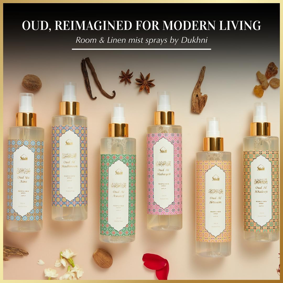 Oud Ya Aini Arabic Room Spray by  | 250Ml Oud Fragrance Air Freshener, Attar Al Faraash for Home & Prayer Mats | Bed Linen, Sofa Mist, Natural Home Scent, Curtain Spray, Odour Eliminator
