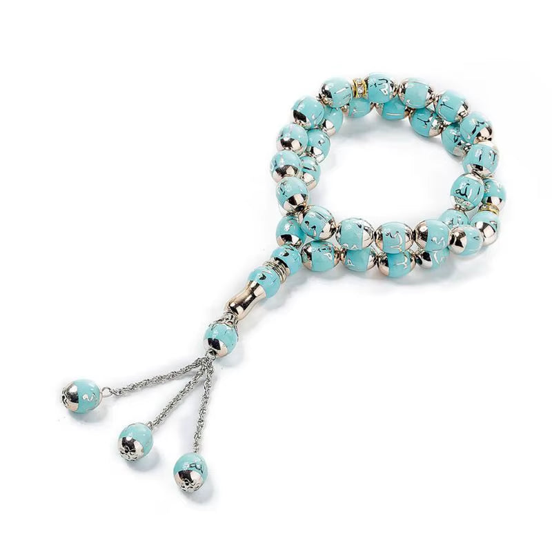Muslim 12Mm Tasbih 33 Beads Islam Prayer Rosary Islamic Religious Eid Ramadan Gift round Beads with Tassel