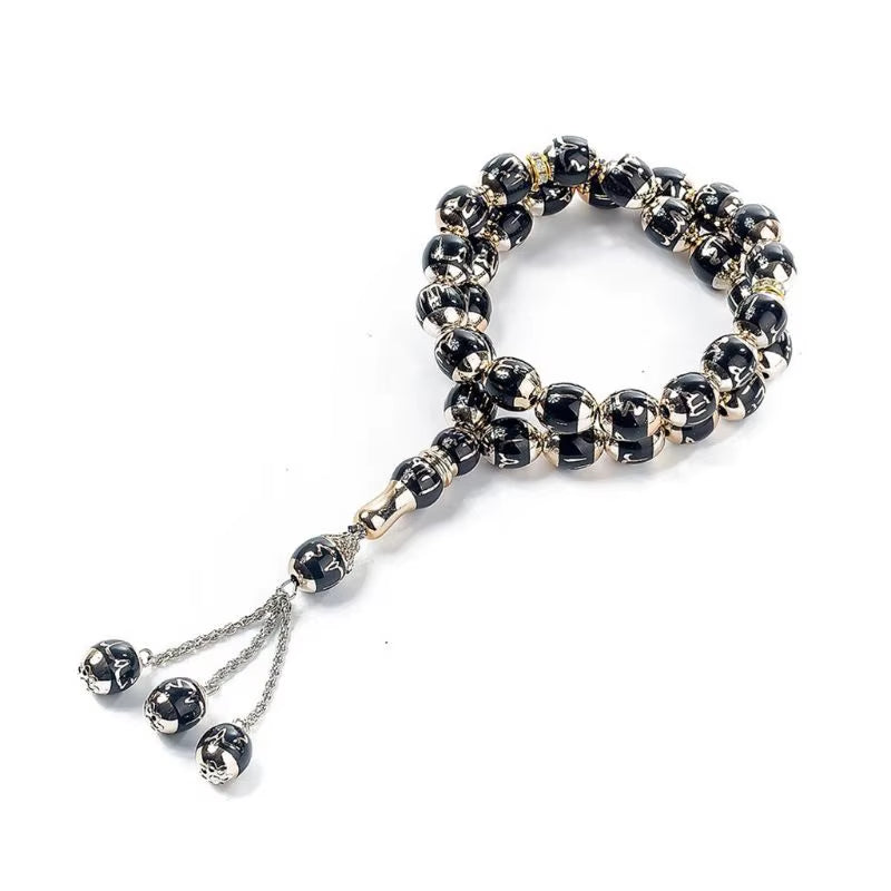 Muslim 12Mm Tasbih 33 Beads Islam Prayer Rosary Islamic Religious Eid Ramadan Gift round Beads with Tassel