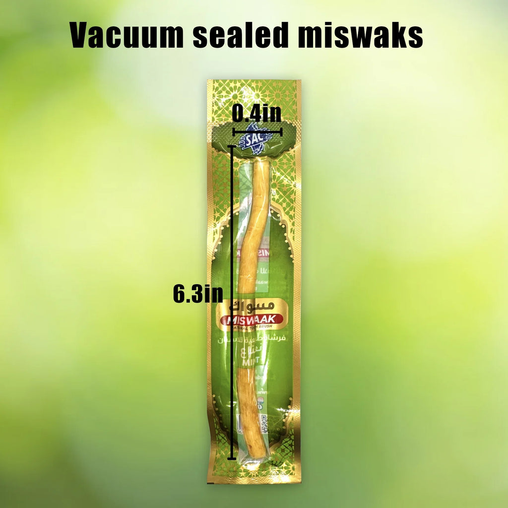 12 Pack Organic Miswak Toothbrushes | All-Natural Wooden Miswak Sticks for Teeth Whitening | Oral Care, Fresh Breath & Eco-Friendly | Mint Flavor