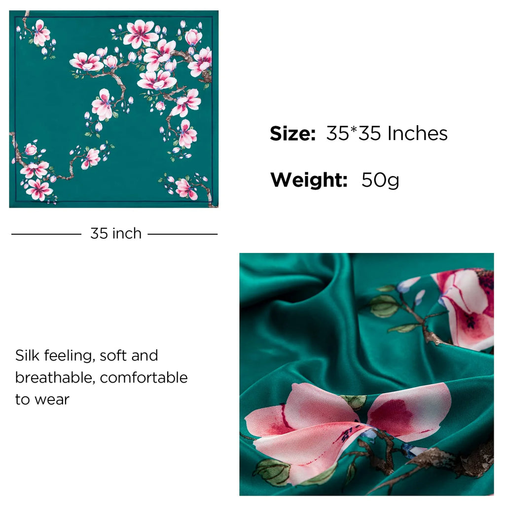 Large Square Women'S Satin Head Scarf Bandana, 4 Pack