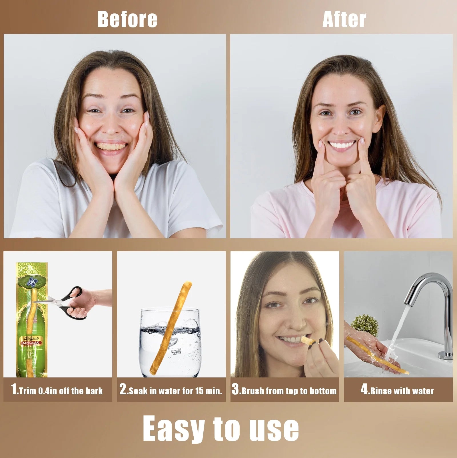 12 Pack Organic Miswak Toothbrushes | All-Natural Wooden Miswak Sticks for Teeth Whitening | Oral Care & Fresh Breath, Eco-Friendly | Clove Flavor