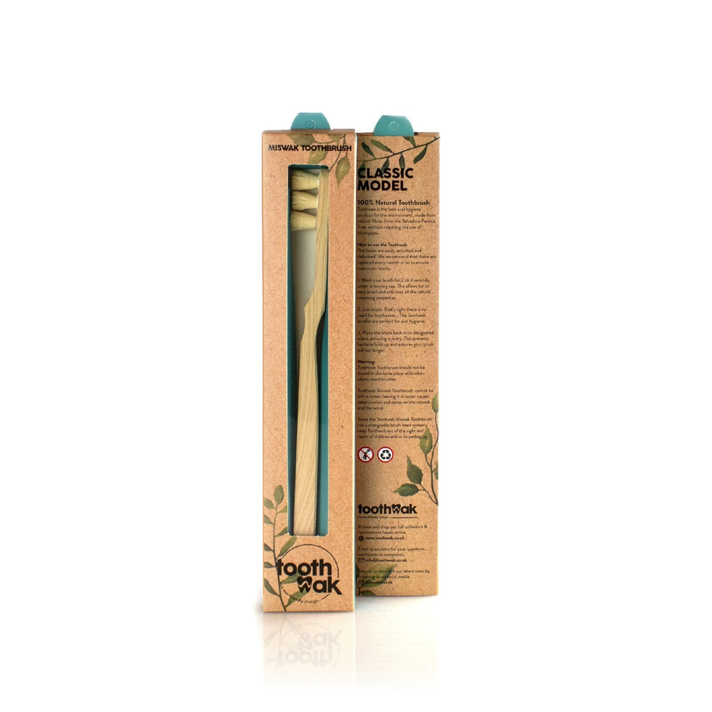 Eco-Friendly Toothbrush 100% Natural Miswak Bristles Interchangeabl