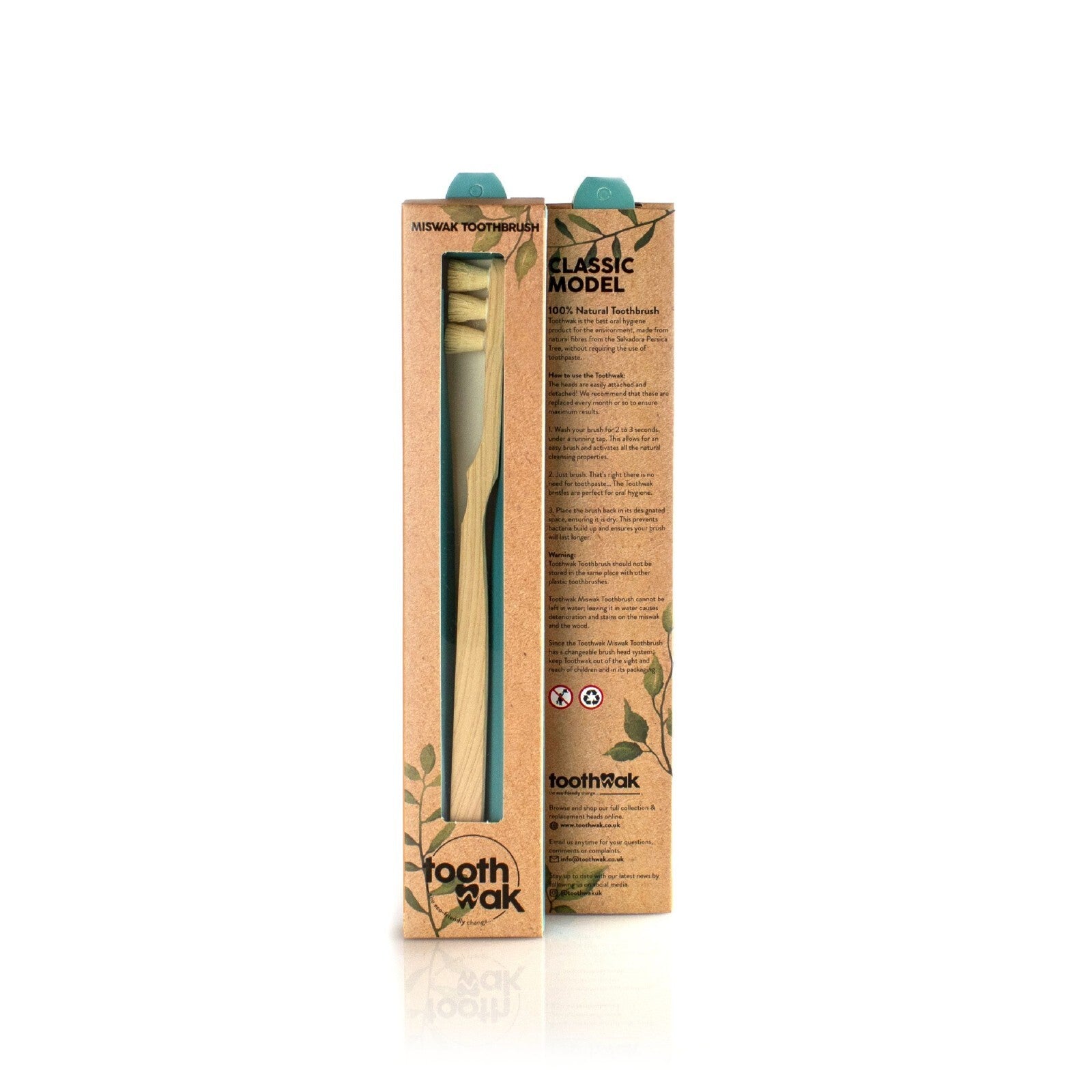 Eco-Friendly Toothbrush 100% Natural Miswak Bristles Interchangeabl