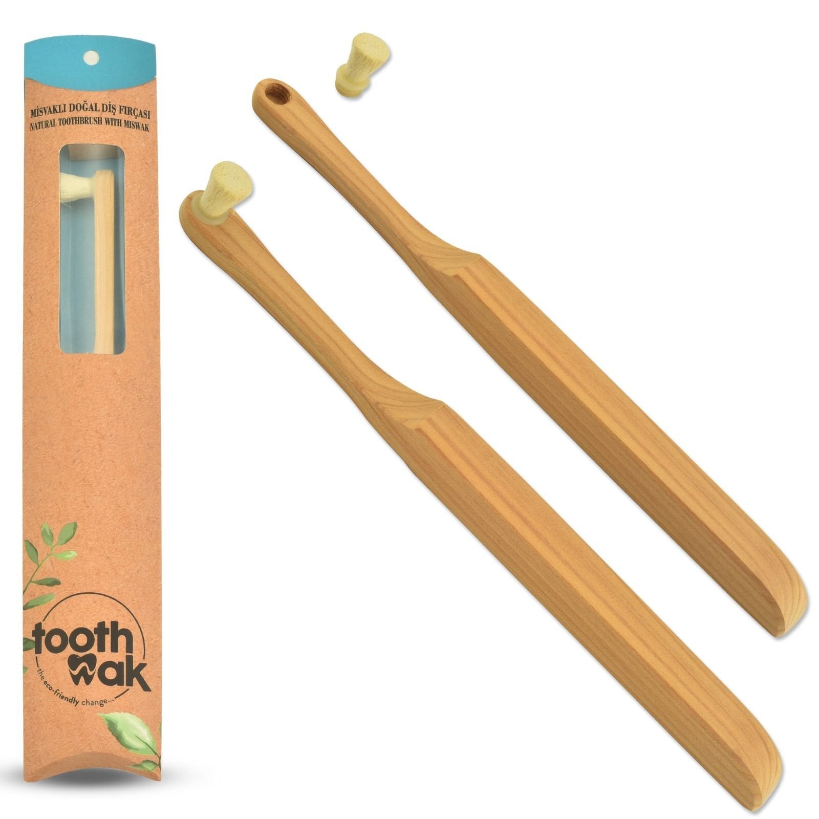 Eco-Friendly Toothbrush 100% Natural Miswak Bristles Interchangeabl