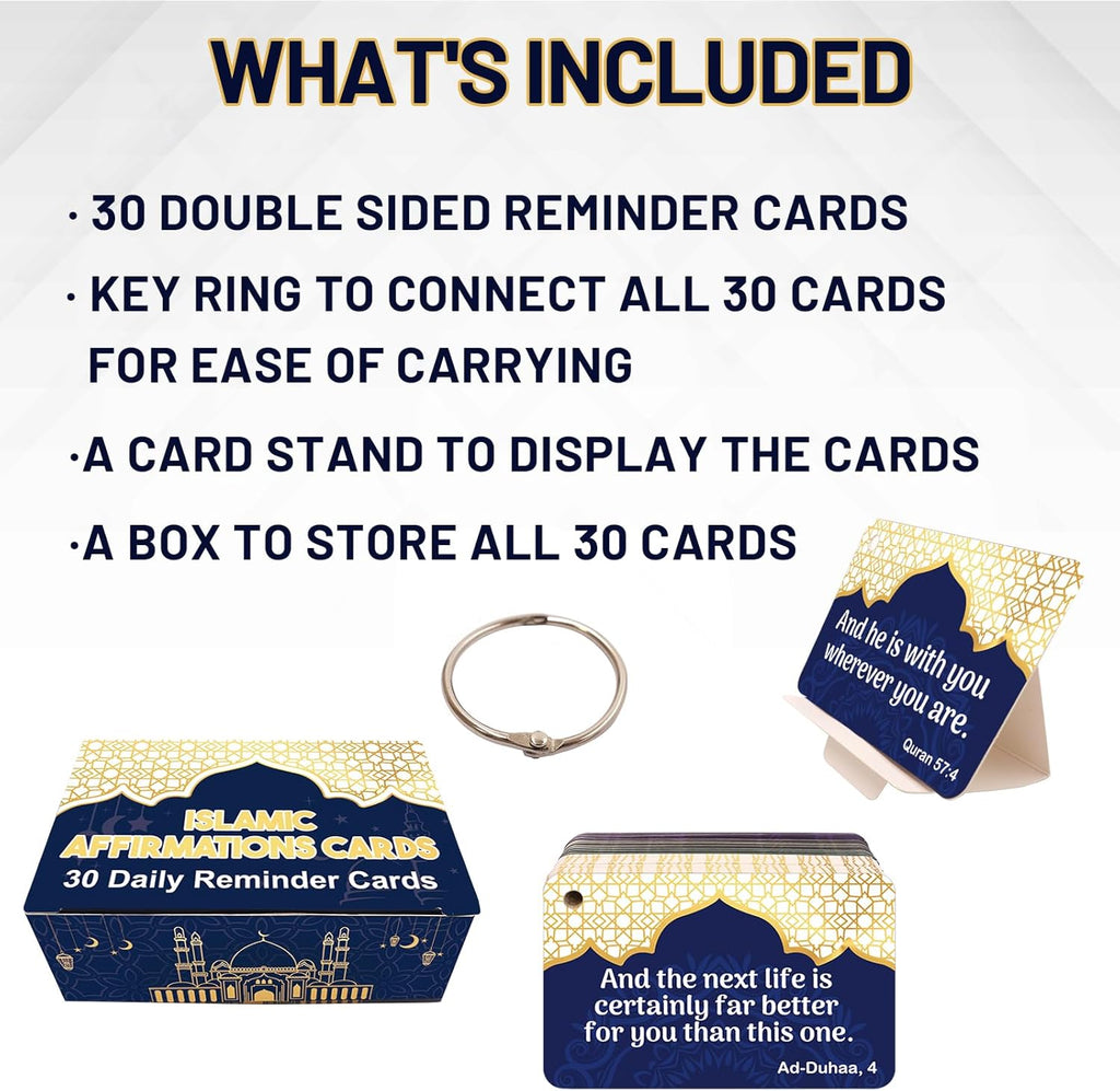 Ramadan Gifts 30 PCS Islamic Affirmations Cards for Men Women English Quran Vers