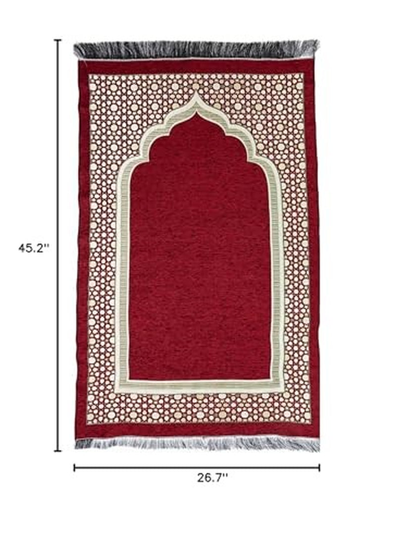 Modefa Turkish Islamic Prayer Mat - Thin Woven Chenille Praying Rug Carpet For