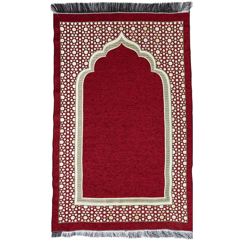 Modefa Turkish Islamic Prayer Mat - Thin Woven Chenille Praying Rug Carpet For