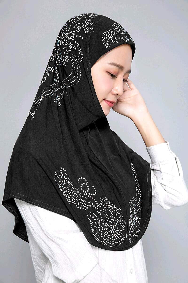 Muslim Islam Crystal Headscarf Hijabs Cap for Women Girl Cotton Long Scarf Wrap