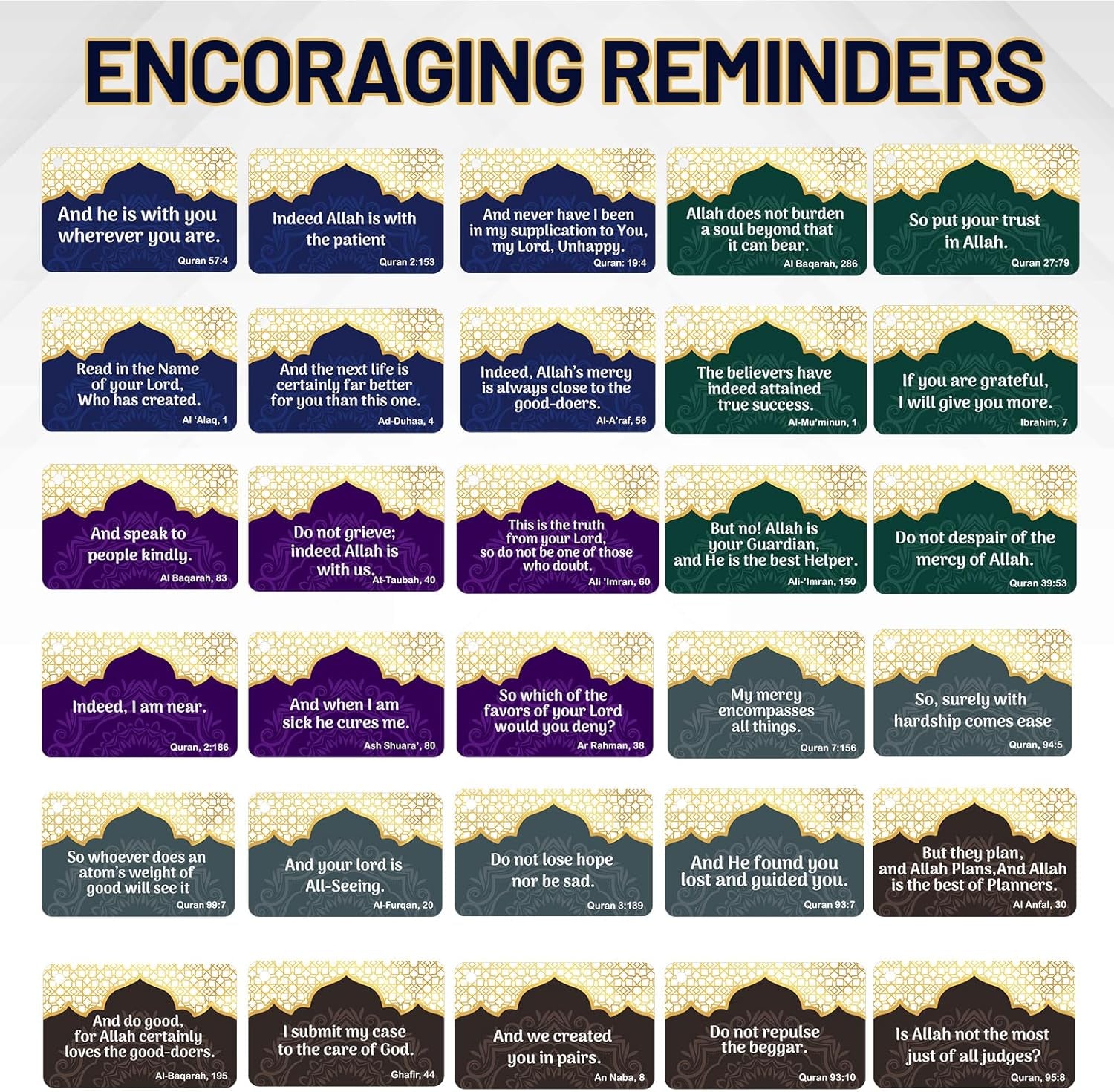 Ramadan Gifts 30 PCS Islamic Affirmations Cards for Men Women English Quran Vers