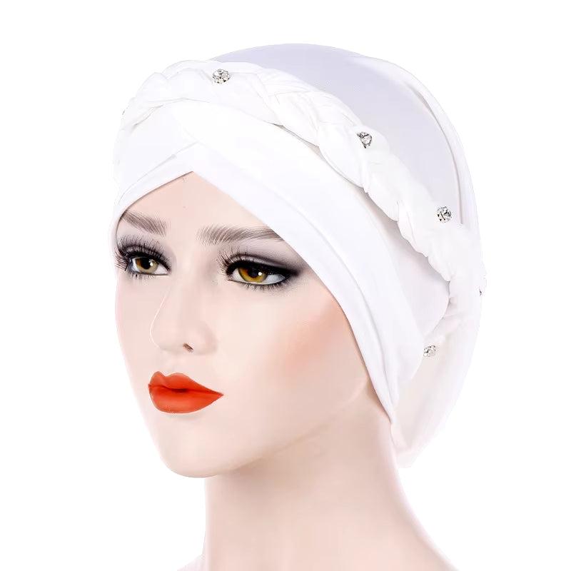 Braid Islamic Milk Silk Polyester Prayer Hats Wraps Hijab Caps Women Muslim Cap Islamic Hijab Turban