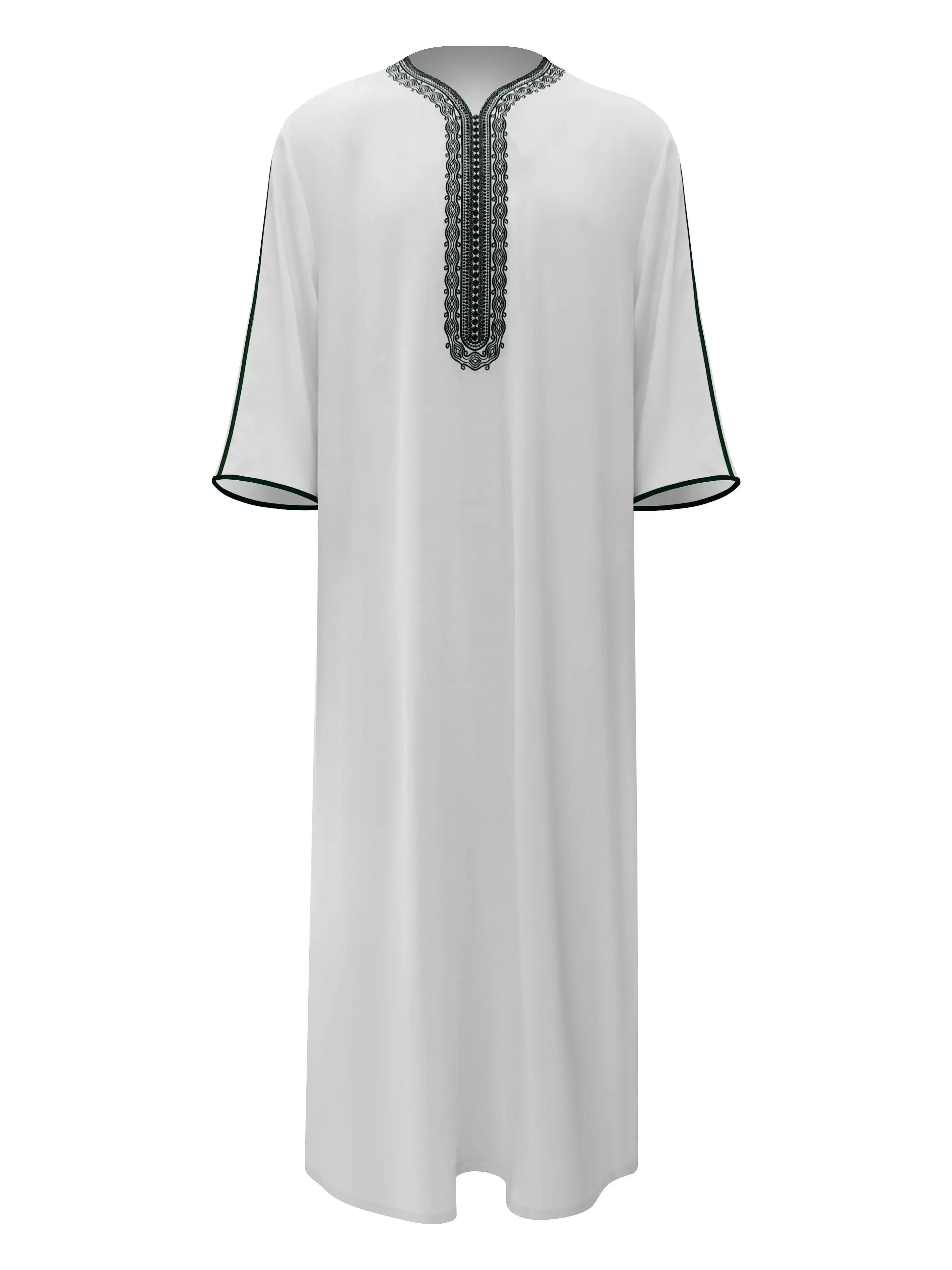 2024 Embroidered Traditional Men Jalabiyas Jubbah Muslim Men'S Thobe Islamic Clothing Ramadan Thobe Robe Ramadan