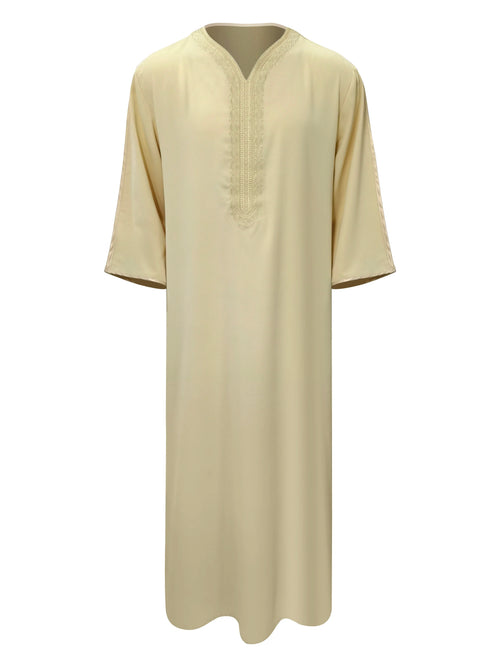2024 Embroidered Traditional Men Jalabiyas Jubbah Muslim Men'S Thobe Islamic Clothing Ramadan Thobe Robe Ramadan