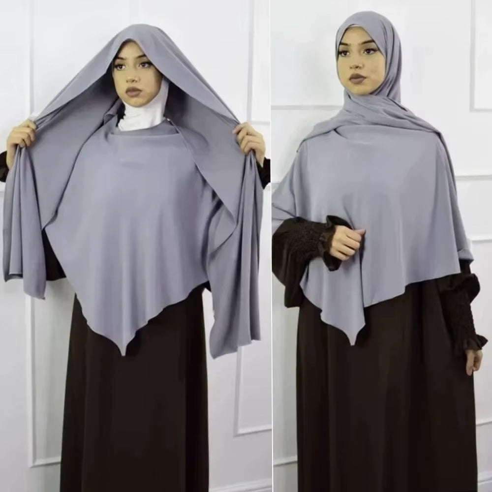 Premium anti Slip Prayer Hijab Set - Jersey Khimar & Abaya W/ Silicone Grip Band - Breathable Modest Islamic Wear for Women