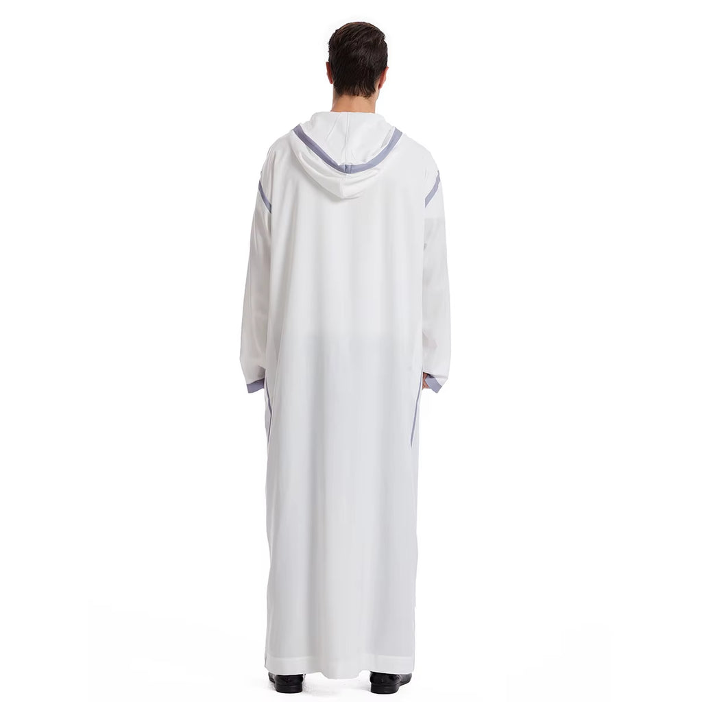 Muslim Men Hooded Robe Dishdasha Modest Islamic Dubai Saudi Prayer Abaya Kaftan Eid Ramadan Morocco Jubba Arab Thobe Abayas