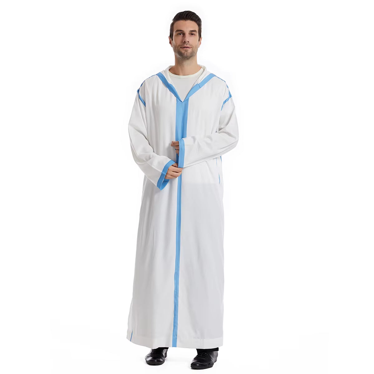 Muslim Men Hooded Robe Dishdasha Modest Islamic Dubai Saudi Prayer Abaya Kaftan Eid Ramadan Morocco Jubba Arab Thobe Abayas
