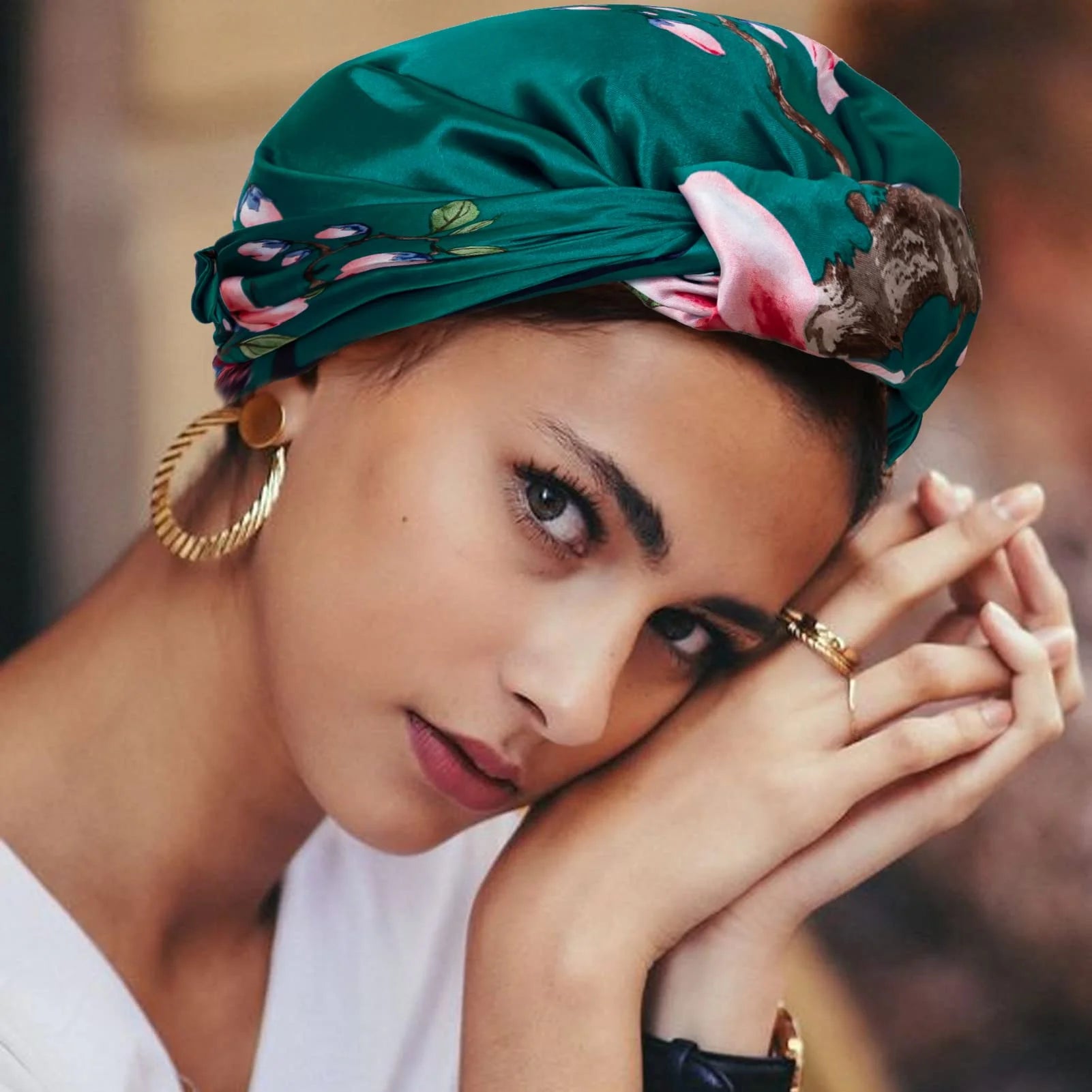 Large Square Women'S Satin Head Scarf Bandana, 4 Pack