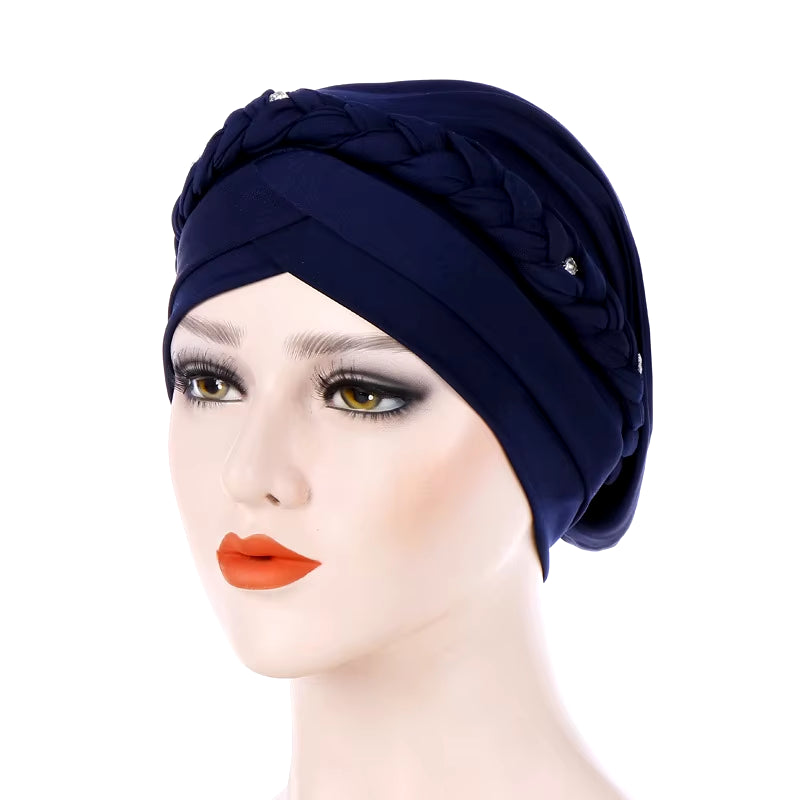 Braid Islamic Milk Silk Polyester Prayer Hats Wraps Hijab Caps Women Muslim Cap Islamic Hijab Turban