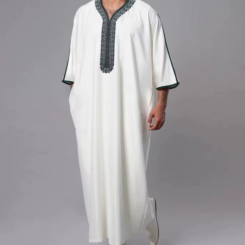 2024 Embroidered Traditional Men Jalabiyas Jubbah Muslim Men'S Thobe Islamic Clothing Ramadan Thobe Robe Ramadan
