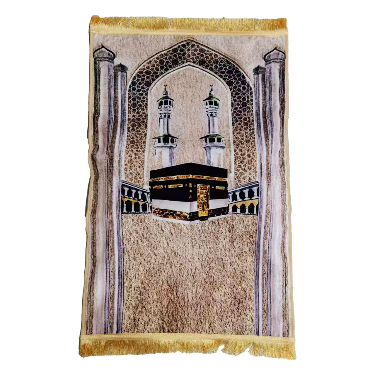 Prayer Rug Living Room Prayer Mat 70*110Cm Muslim Islamic Prayer Rug, Carpet Mat, Kneeling Poly Mat with Vintage Pattern, Tassel