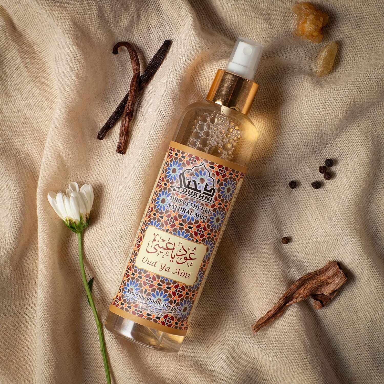 Oud Ya Aini Arabic Room Spray by  | 250Ml Oud Fragrance Air Freshener, Attar Al Faraash for Home & Prayer Mats | Bed Linen, Sofa Mist, Natural Home Scent, Curtain Spray, Odour Eliminator