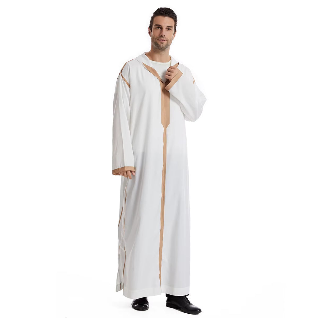 Muslim Men Hooded Robe Dishdasha Modest Islamic Dubai Saudi Prayer Abaya Kaftan Eid Ramadan Morocco Jubba Arab Thobe Abayas