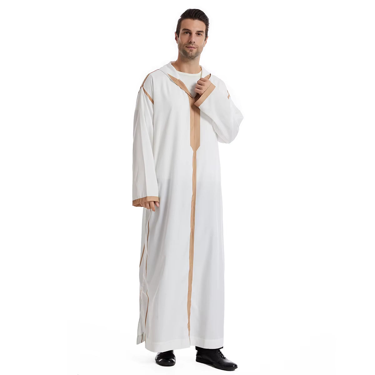 Muslim Men Hooded Robe Dishdasha Modest Islamic Dubai Saudi Prayer Abaya Kaftan Eid Ramadan Morocco Jubba Arab Thobe Abayas