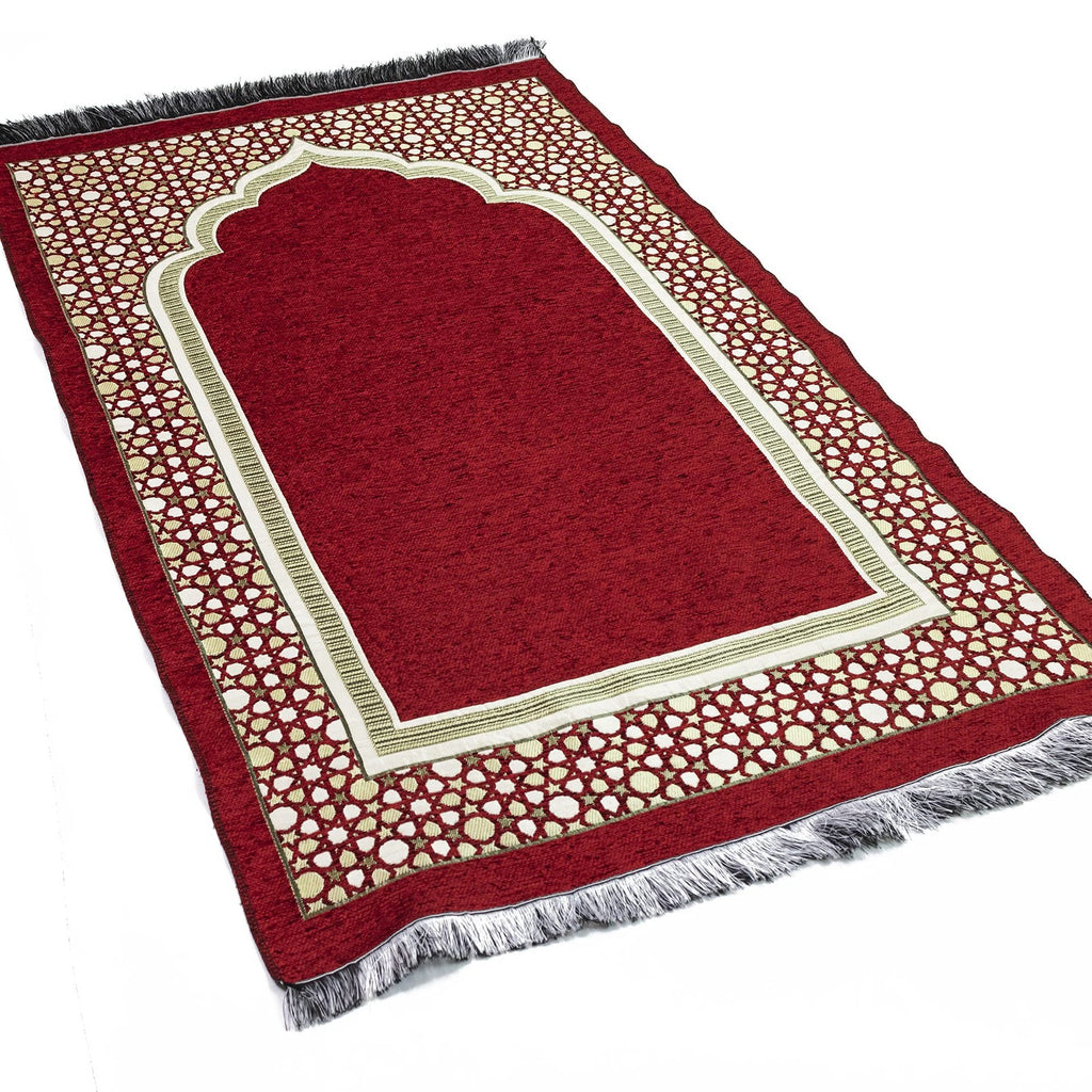 Modefa Turkish Islamic Prayer Mat - Thin Woven Chenille Praying Rug Carpet For