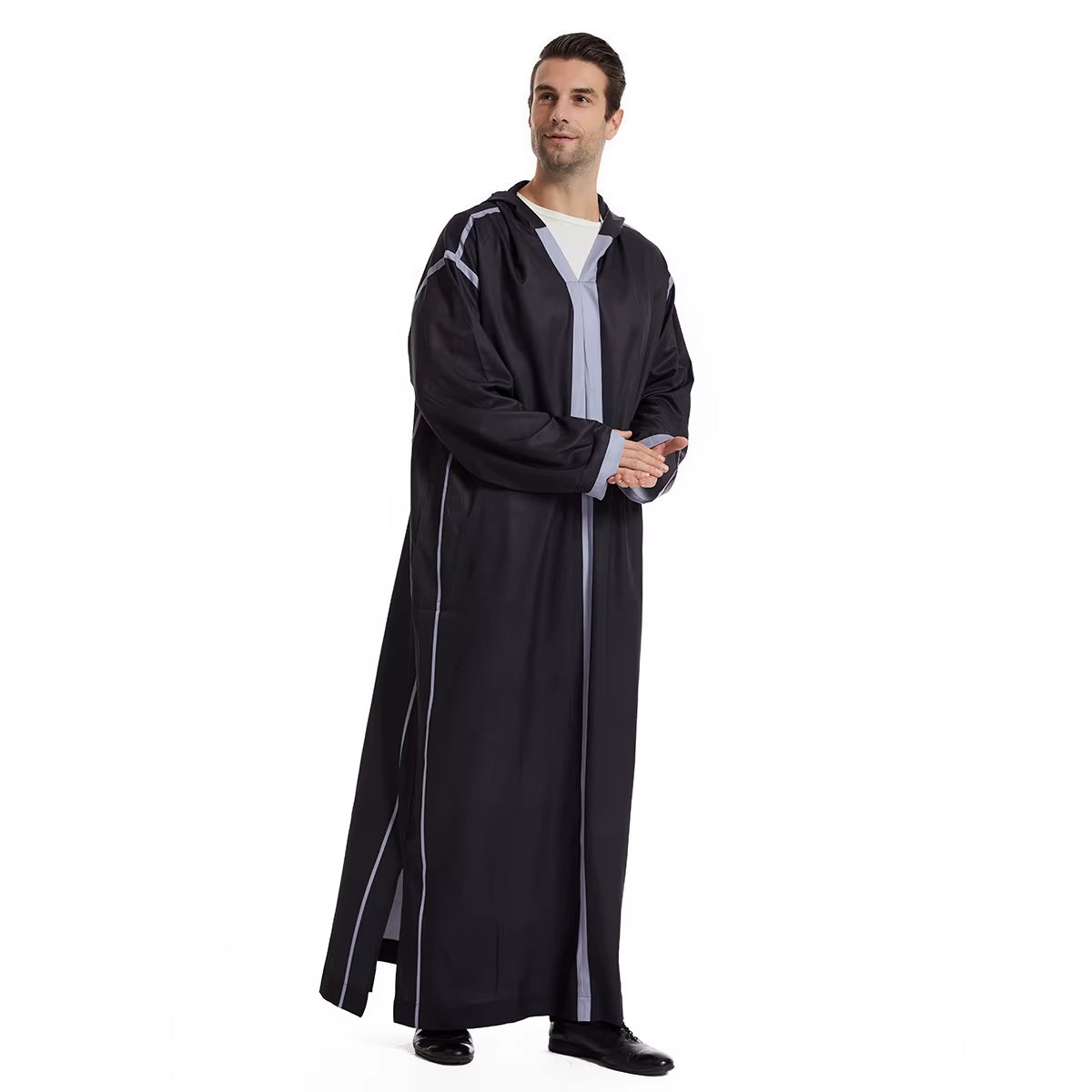 Muslim Men Hooded Robe Dishdasha Modest Islamic Dubai Saudi Prayer Abaya Kaftan Eid Ramadan Morocco Jubba Arab Thobe Abayas