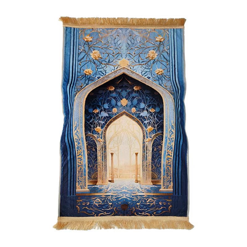 Prayer Rug Living Room Prayer Mat 70*110Cm Muslim Islamic Prayer Rug, Carpet Mat, Kneeling Poly Mat with Vintage Pattern, Tassel