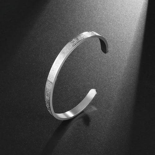 Ayatul Kursi Stainless Steel Bangles Islamic Muslim Quran Verse Cuff Bracelet Men Arabic Calligraphy Messenger Jewelry Gifts