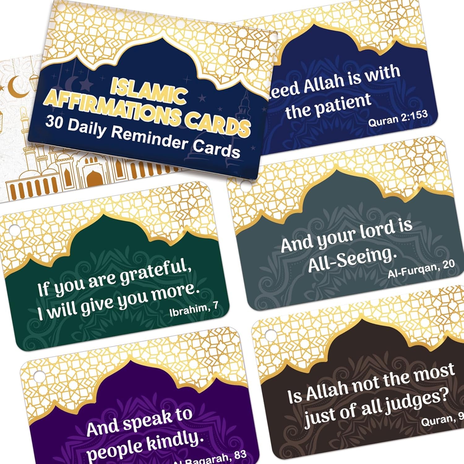 Ramadan Gifts 30 PCS Islamic Affirmations Cards for Men Women English Quran Vers