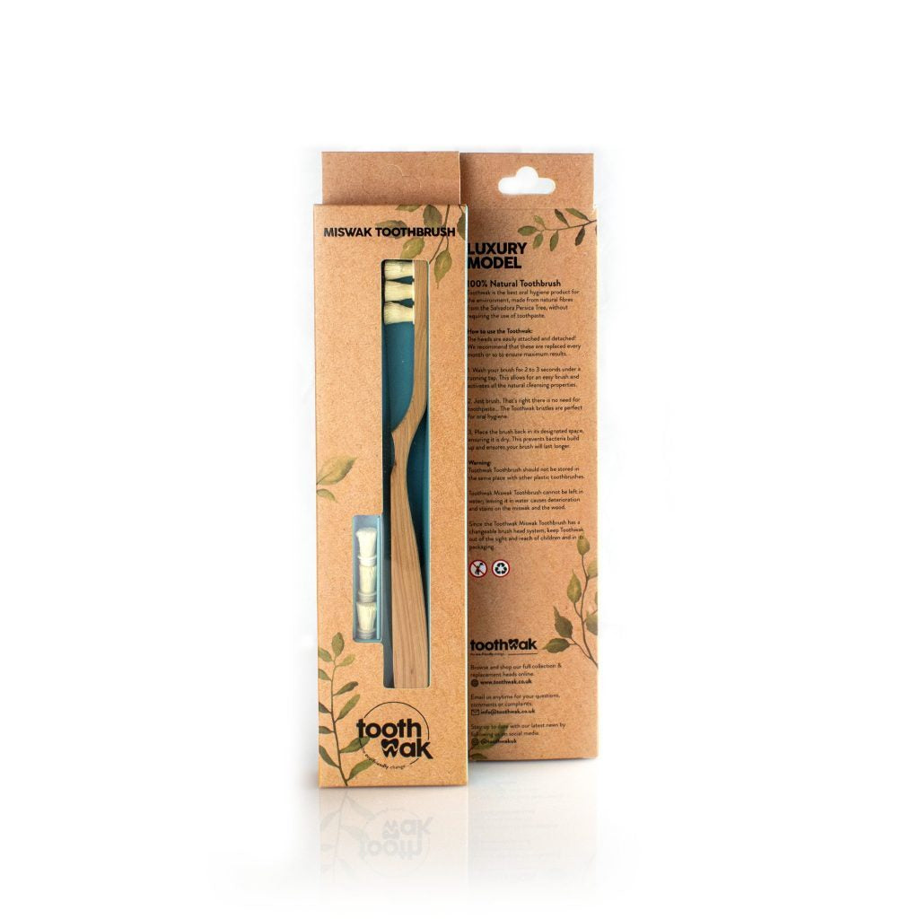 Eco-Friendly Toothbrush 100% Natural Miswak Bristles Interchangeabl