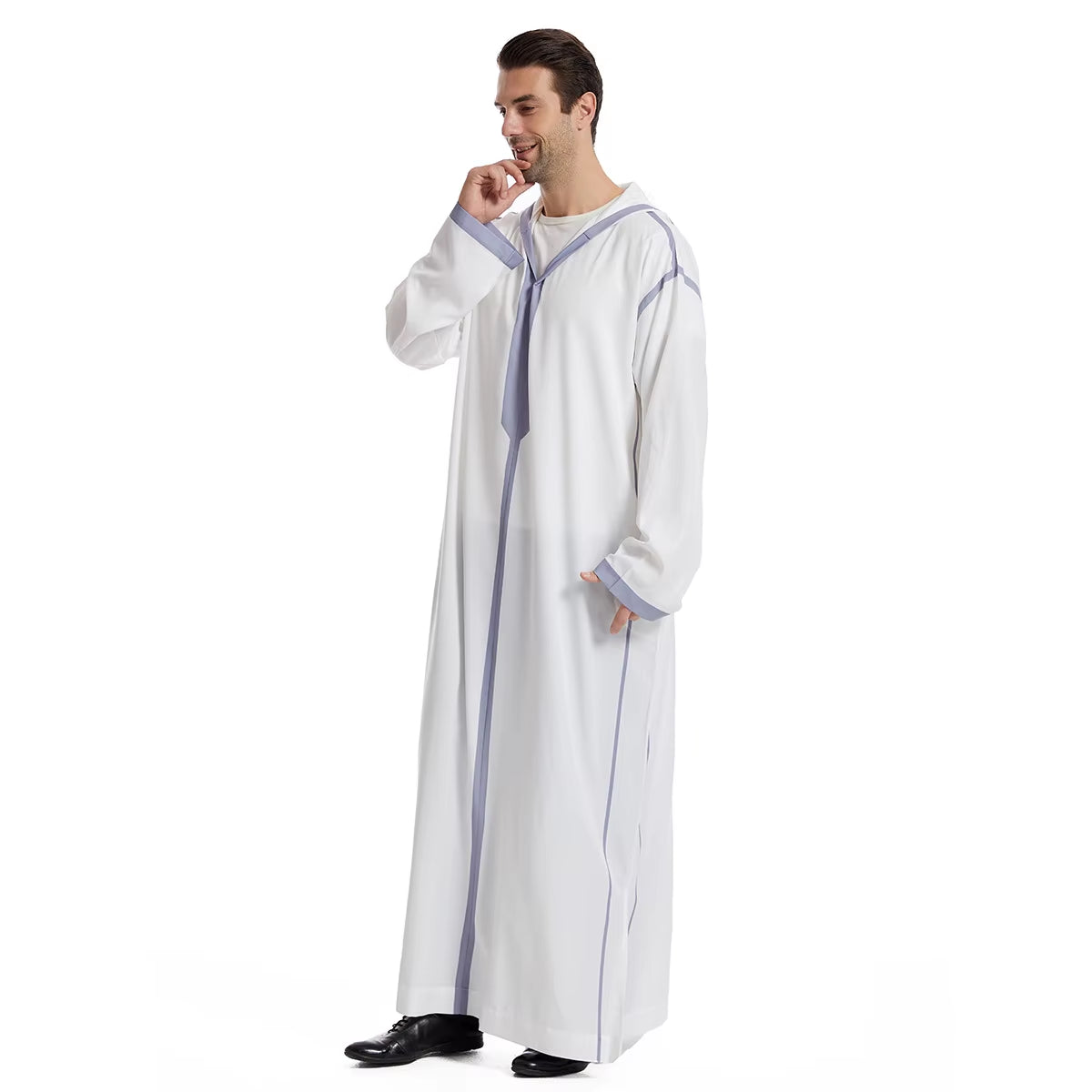 Muslim Men Hooded Robe Dishdasha Modest Islamic Dubai Saudi Prayer Abaya Kaftan Eid Ramadan Morocco Jubba Arab Thobe Abayas
