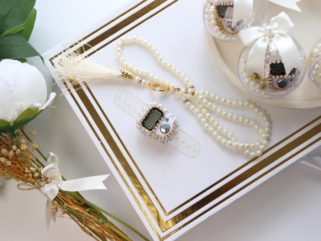 Digital Tasbih Set: Pearl Prayer Beads, Muslim Wedding Favor, Islamic Gifts, Ramadan, Eid