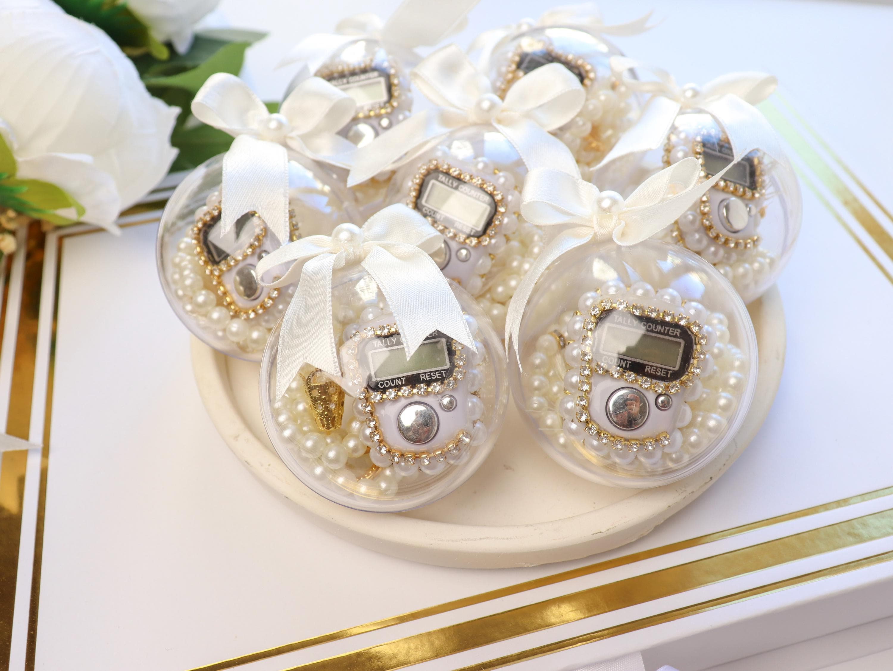 Digital Tasbih Set: Pearl Prayer Beads, Muslim Wedding Favor, Islamic Gifts, Ramadan, Eid